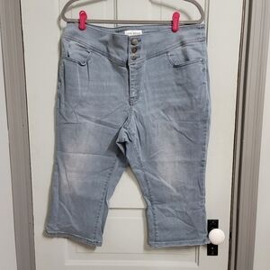 Lane Bryant 3-Button High-Rise Pedal / Crop Jegging - Dusty Light Blue - size 18